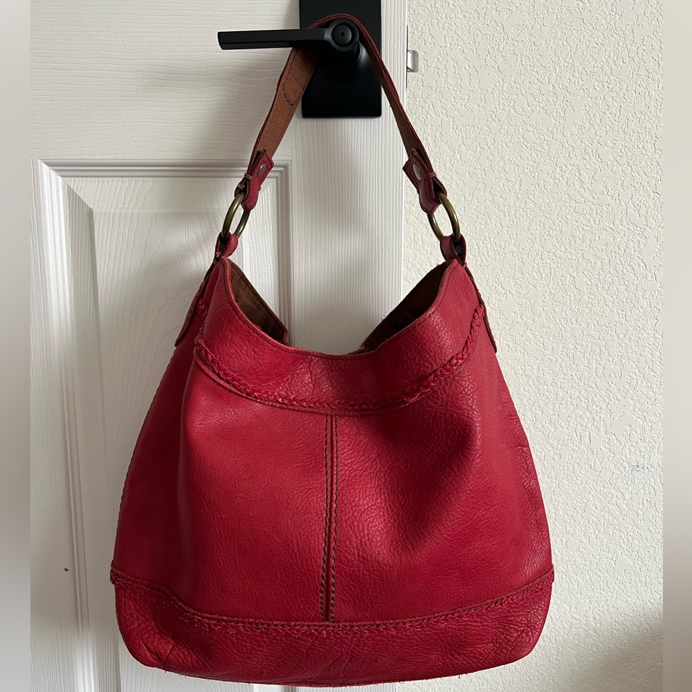 Lucky Red Leather Hobo Bag